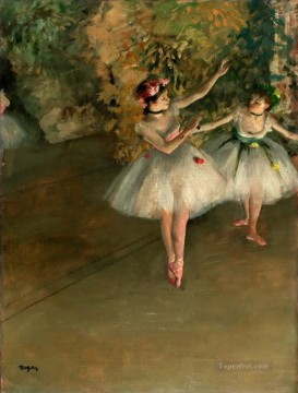 Dos bailarines en el escenario Edgar Degas Pinturas al óleo
